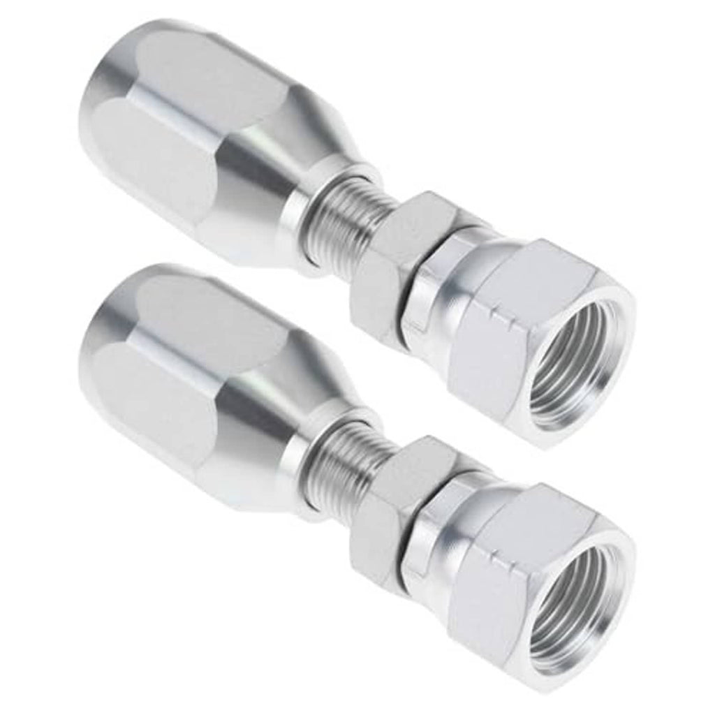 OTOTEC reusable 3/8 BSP hydraulic hose fitting, two silver threaded hex adapters