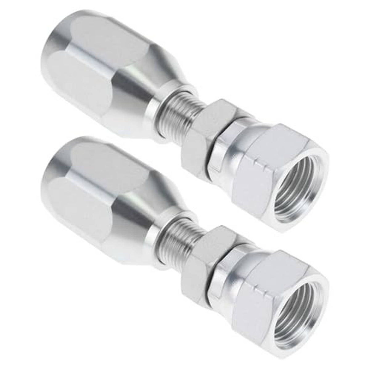 OTOTEC reusable 3/8 BSP hydraulic hose fitting, two silver threaded hex adapters
