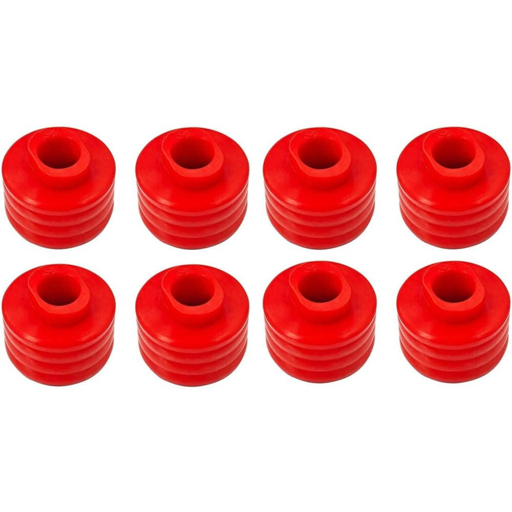 Set of red body cab mount bushings, stacked rubber grommets
