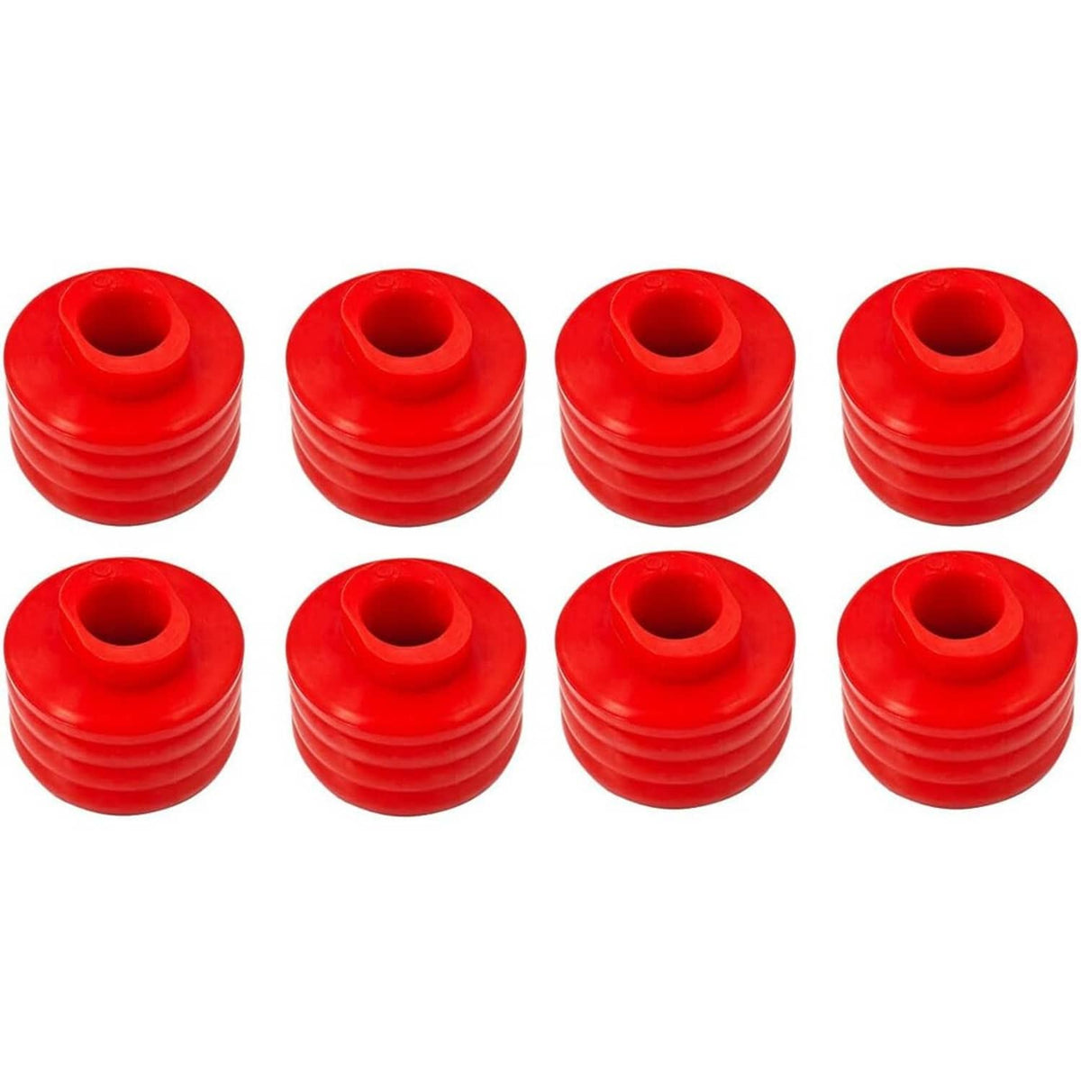 Set of red body cab mount bushings, stacked rubber grommets