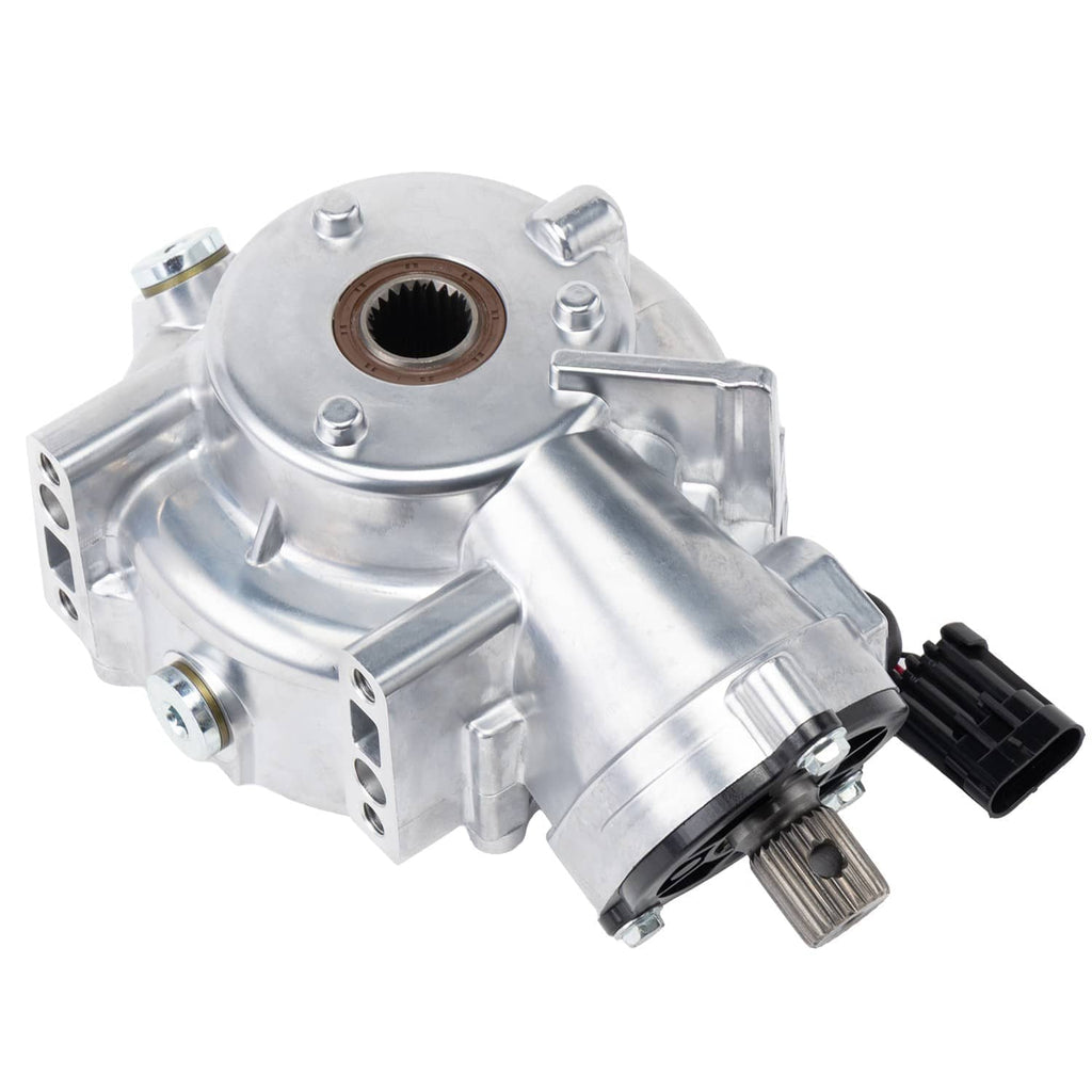 Front differential assembly with round bearing cover, silver housing, and black electrical plug