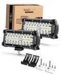 Black 7-inch LED light bars set with white LEDs, mounting brackets and hardware kit.