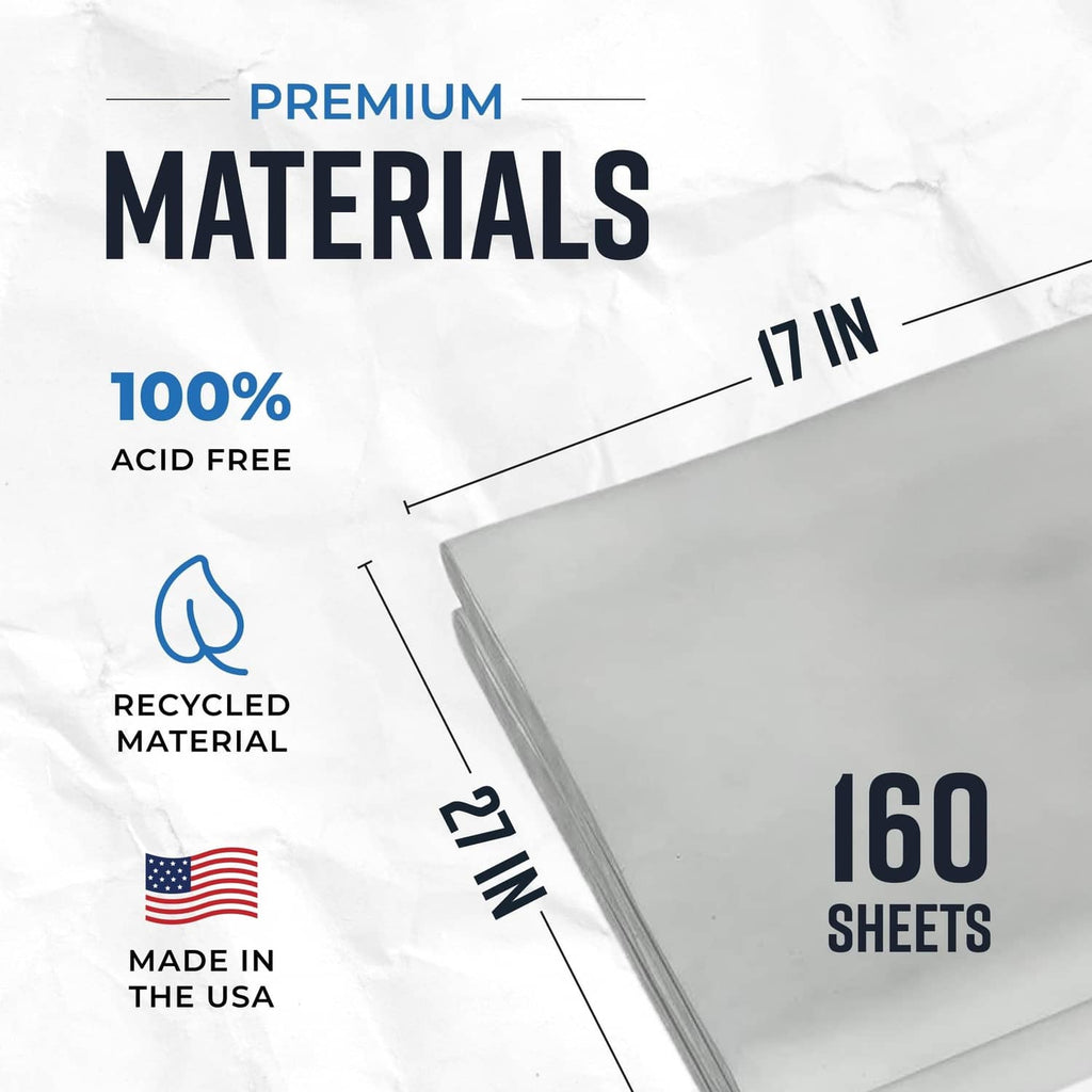 Newsprint packing paper sheets, 100% acid free, recycled, made in USA, 160 sheets