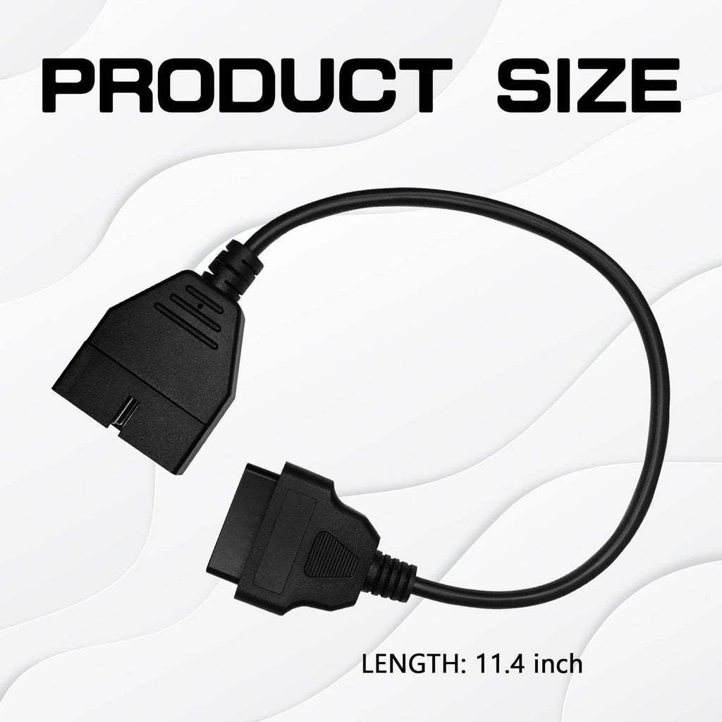 Black OBD adapter cable with two diagnostic connector plugs