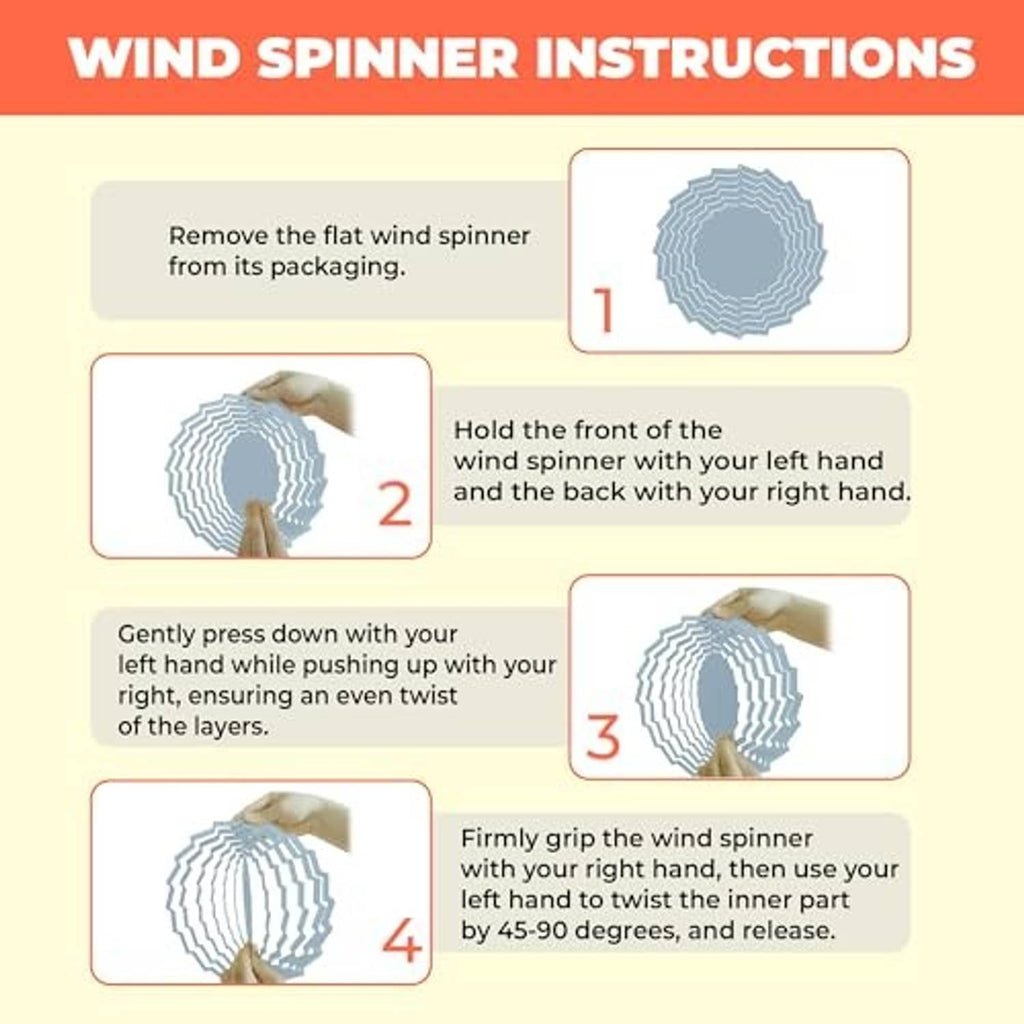 Purple butterfly wind spinner chime packaging insert with step-by-step instructions