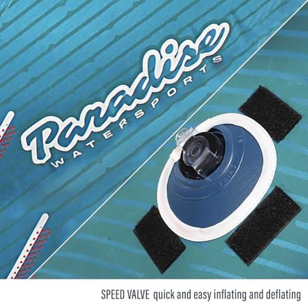 Teal tube with Watersports logo area and Speed Valve inflation port on top panel