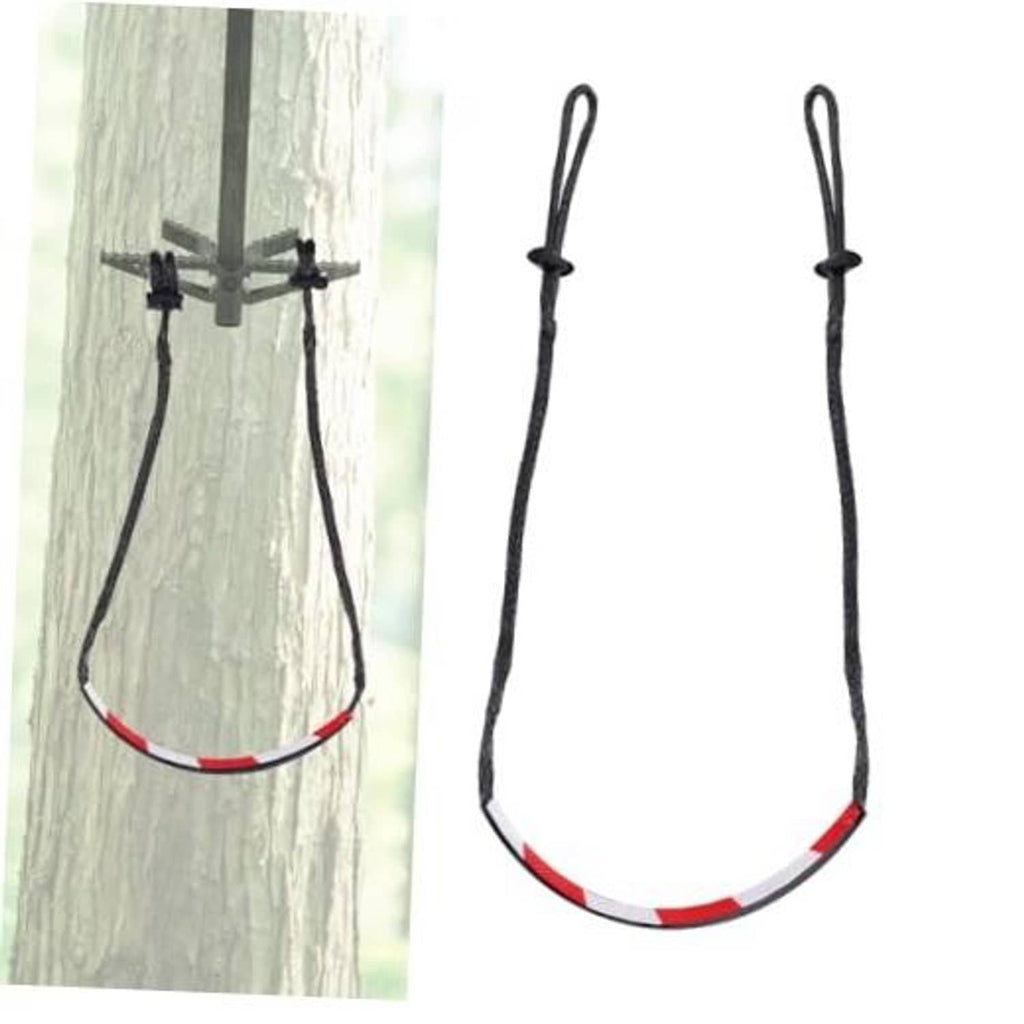 Single step climbing aider rope ladder with red-edged U-shaped step loop