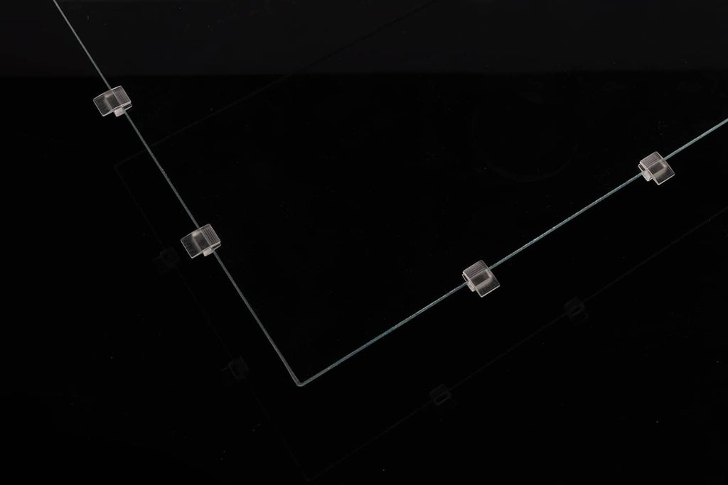 Clear acrylic lid edge spacers set, transparent channel with square white clips
