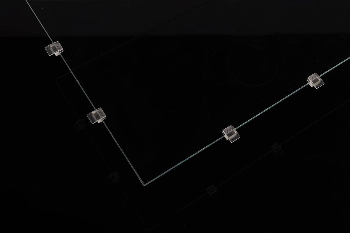 Clear acrylic lid edge spacers set, transparent channel with square white clips