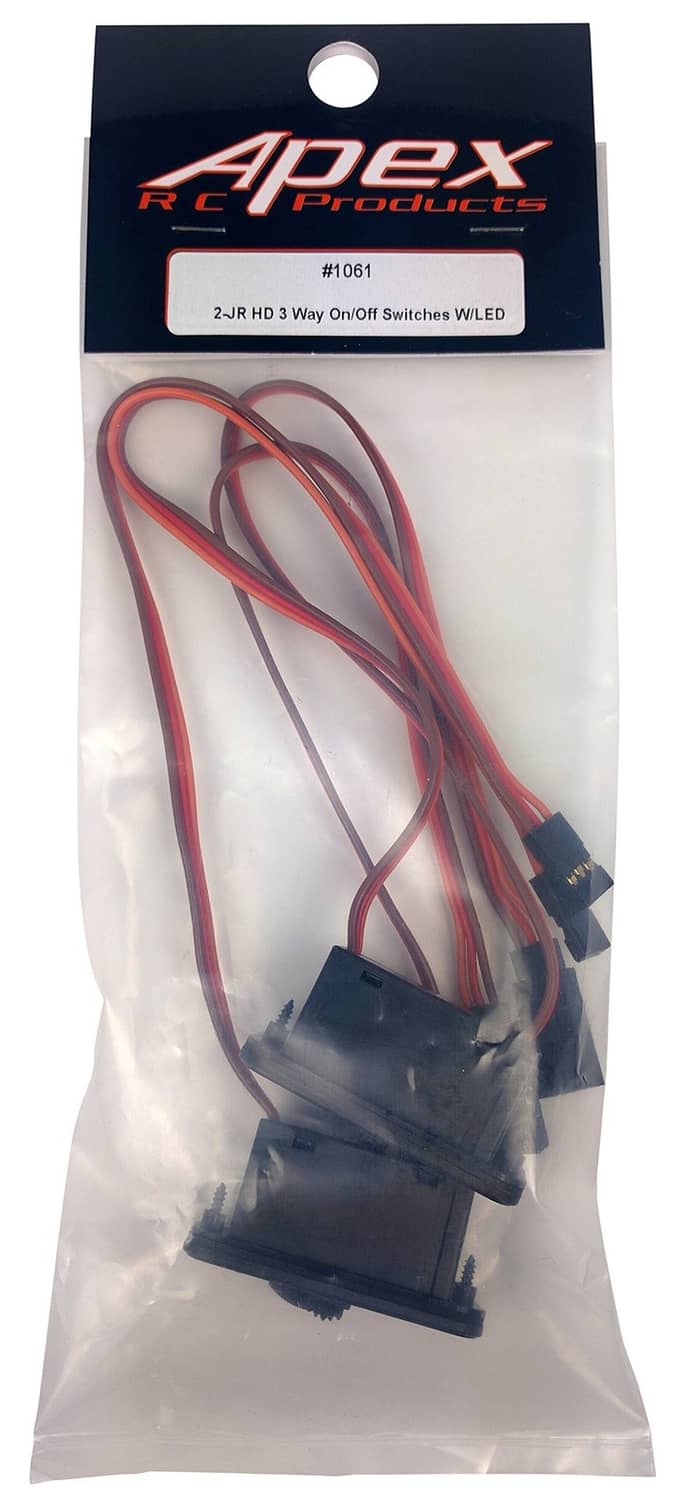 RC on/off switch wires set in sealed poly bag with red and black connectors