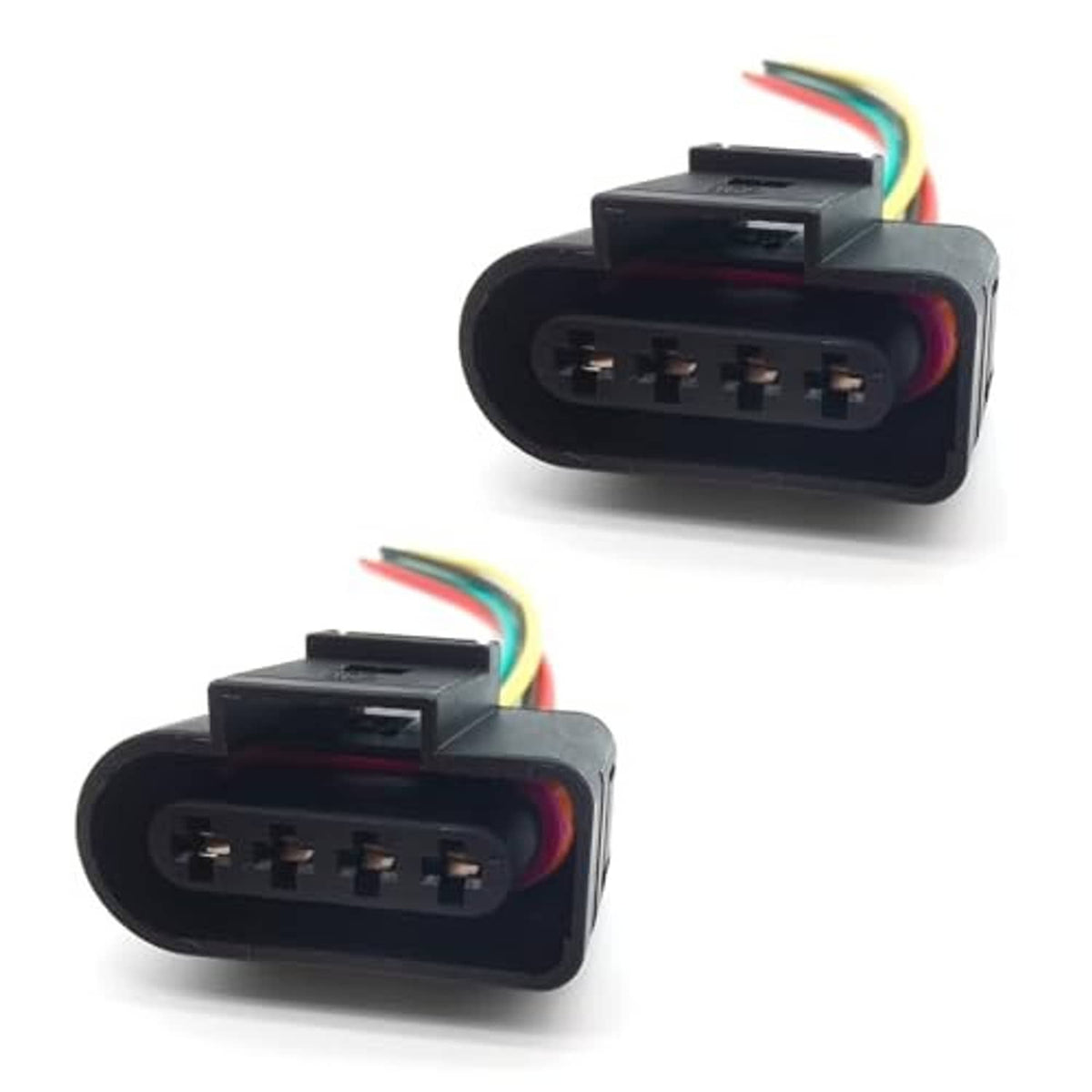 Black throttle position sensor connector plug with 4-pin terminals and wire harness
