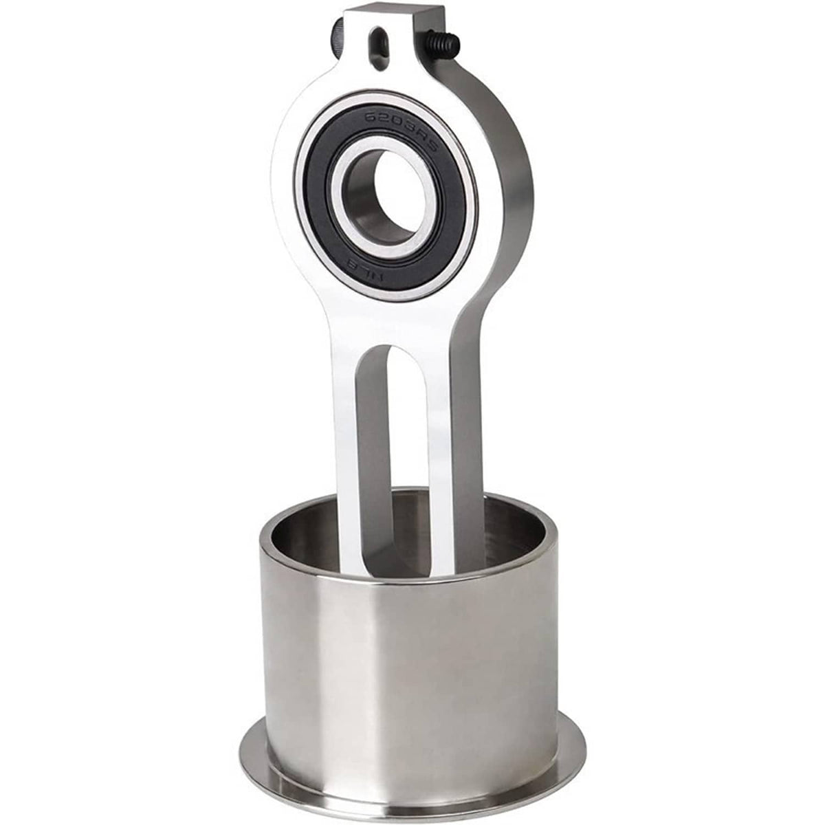 Compressor connecting rod bearing mounted on metal base with cylinder sleeve