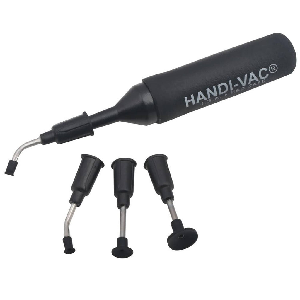 Anti-static vacuum IC pickup pen tool with four black suction tips, HANDI-VAC