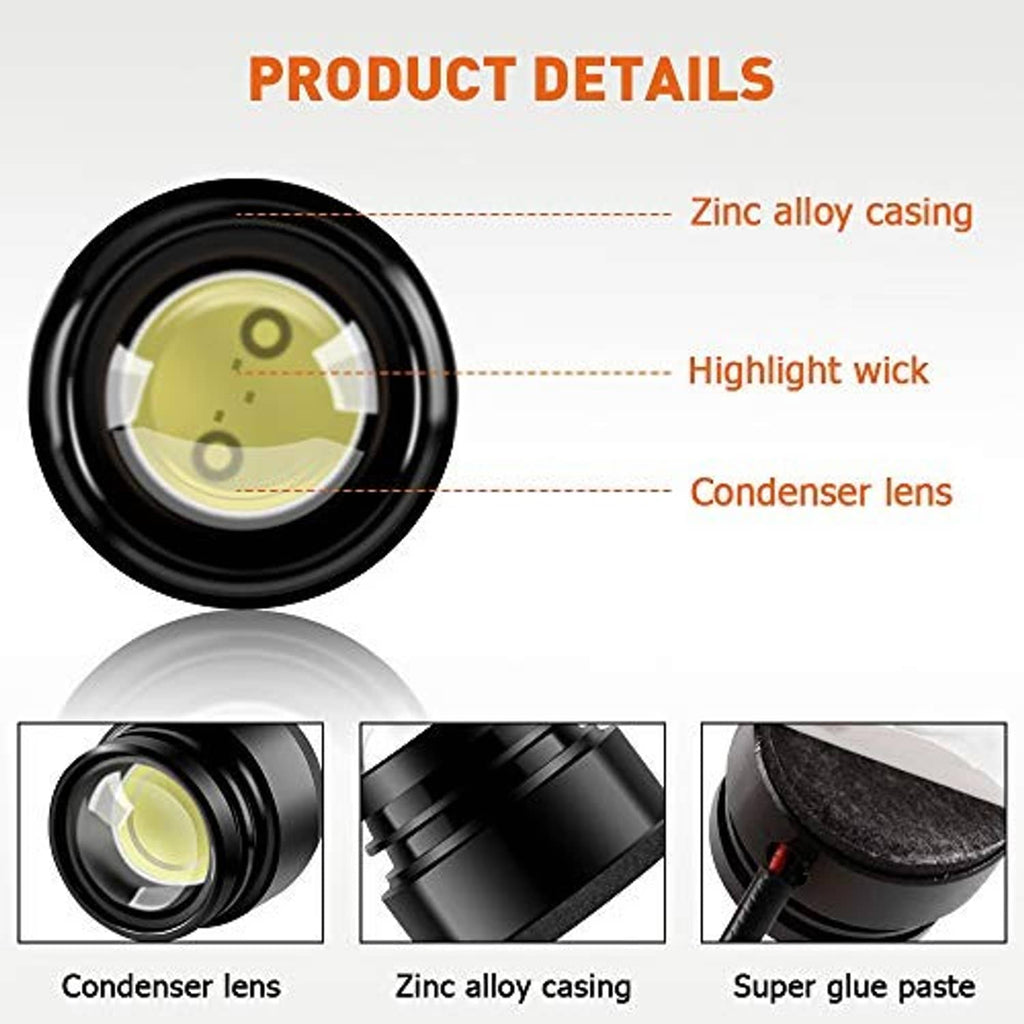 LED strobe lamp head with condenser lens, zinc alloy casing, and highlight wick