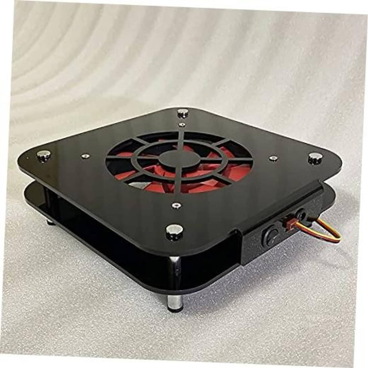 Radiator cooling fan for Mac mini, square fan with red blades and black housing
