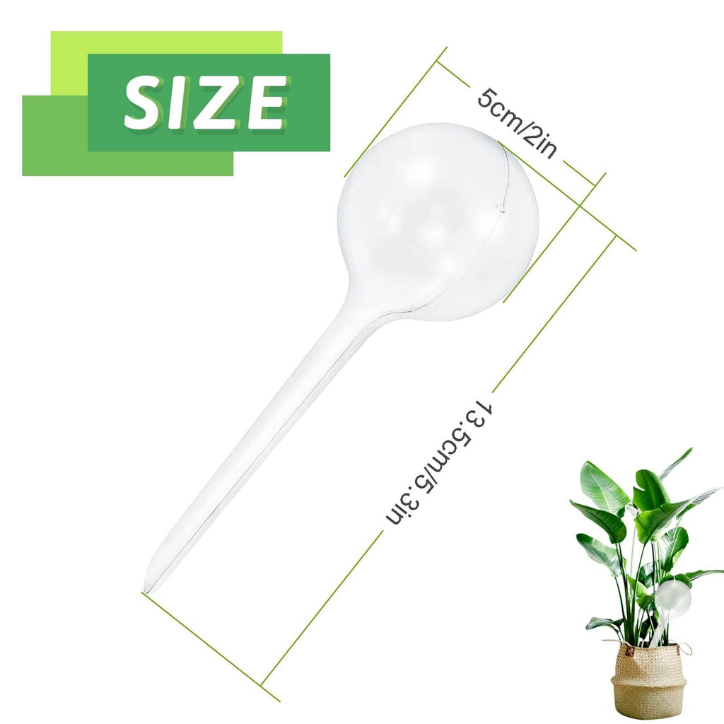 Clear plant watering globe with bulb reservoir and long watering tube, small size