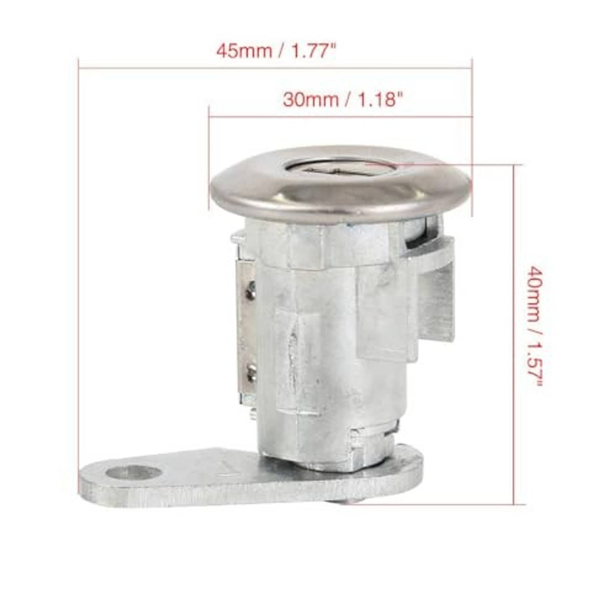 Metal door lock cylinder with mounting bracket and key cylinder