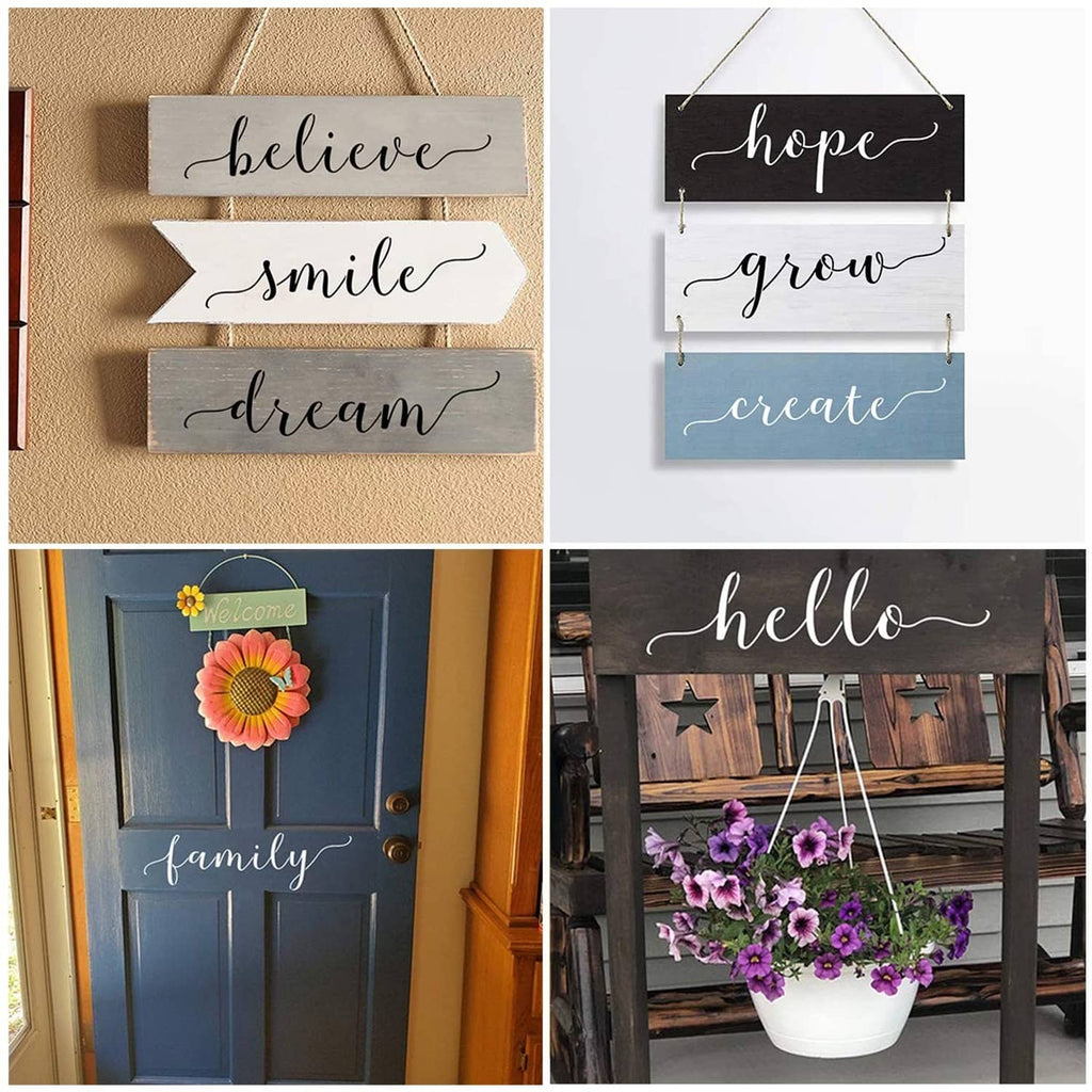 Wood craft stencil set with words believe, smile, dream, hope, grow, create