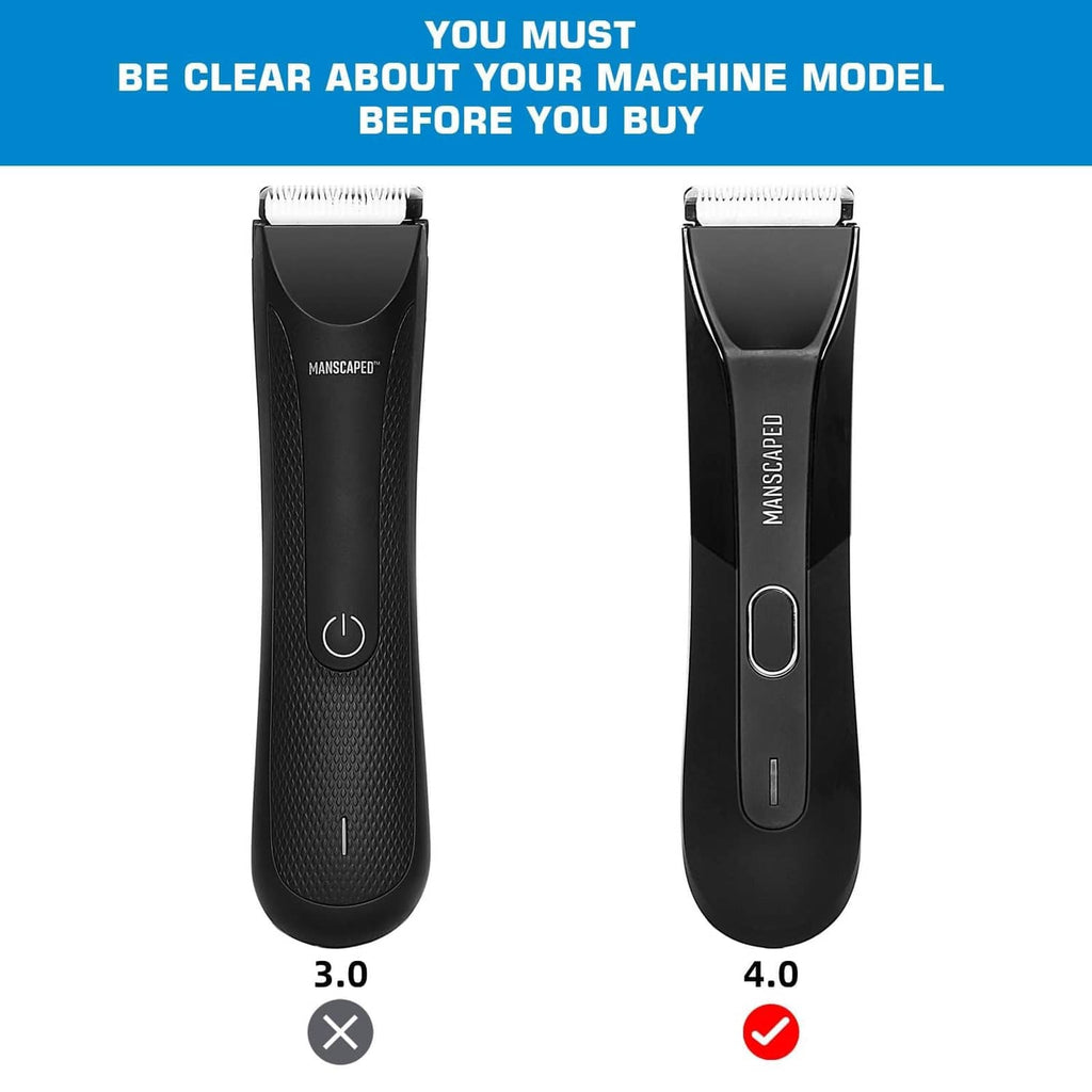 Black electric trimmer with detachable comb guard head shown