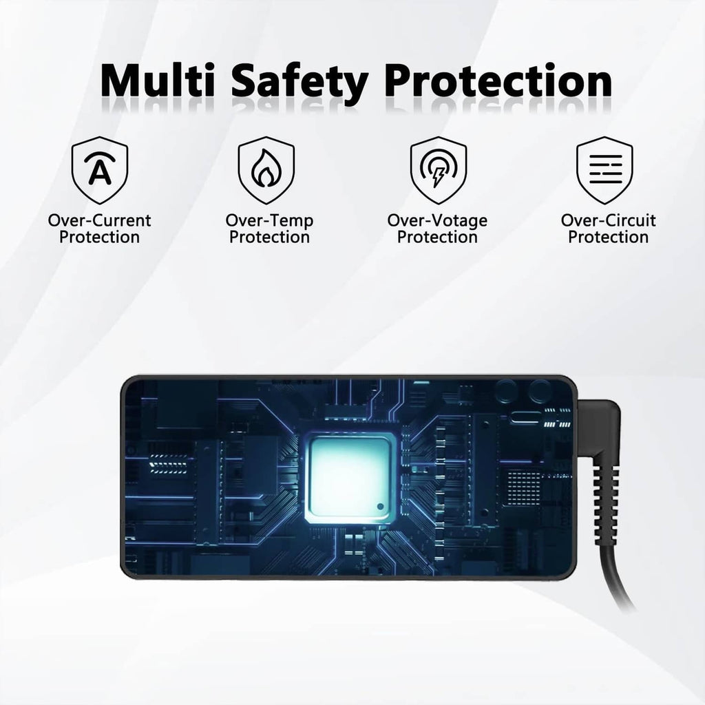 Black 100W laptop charger with multi-safety protection design