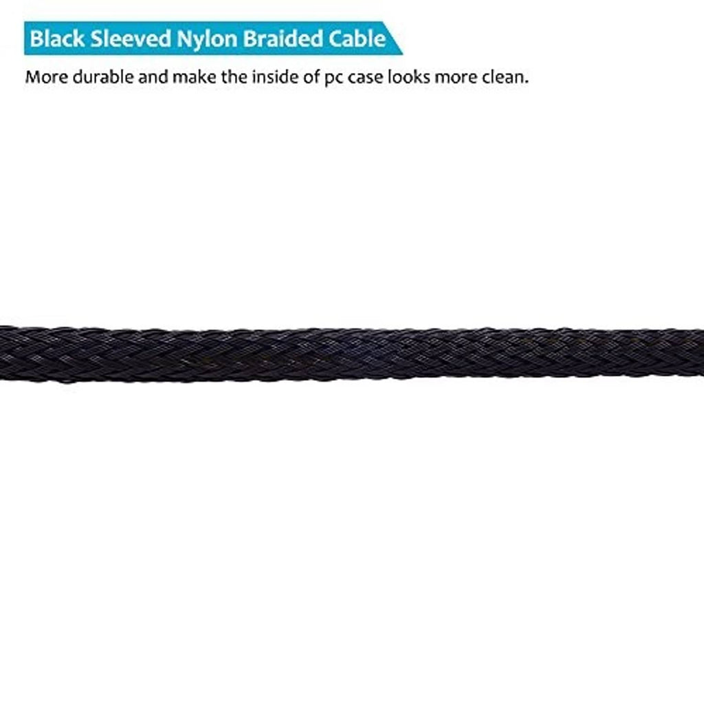 Black braided nylon cable sleeve for PWM fan splitter extension cable