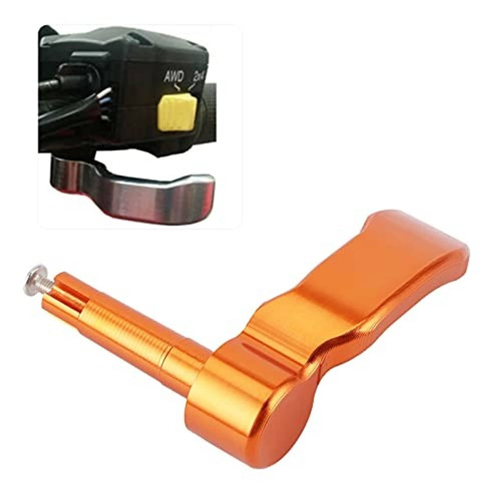 Orange anodized thumb throttle lever with silver mounting bolt