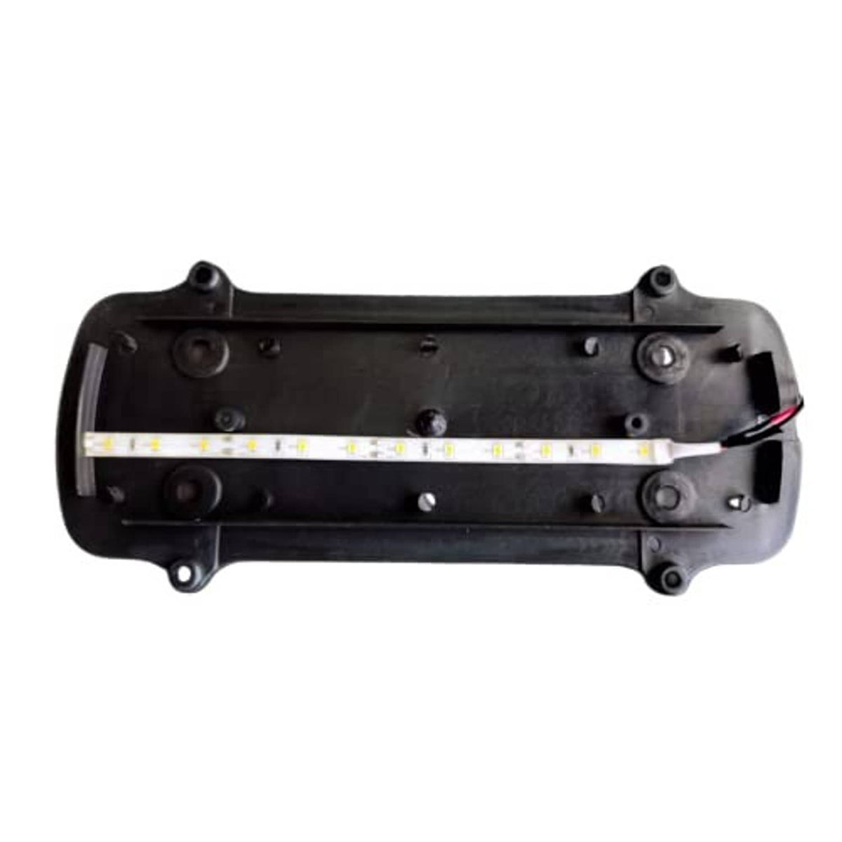 Back housing of taxi roof light topper with visible LED strip and wiring
