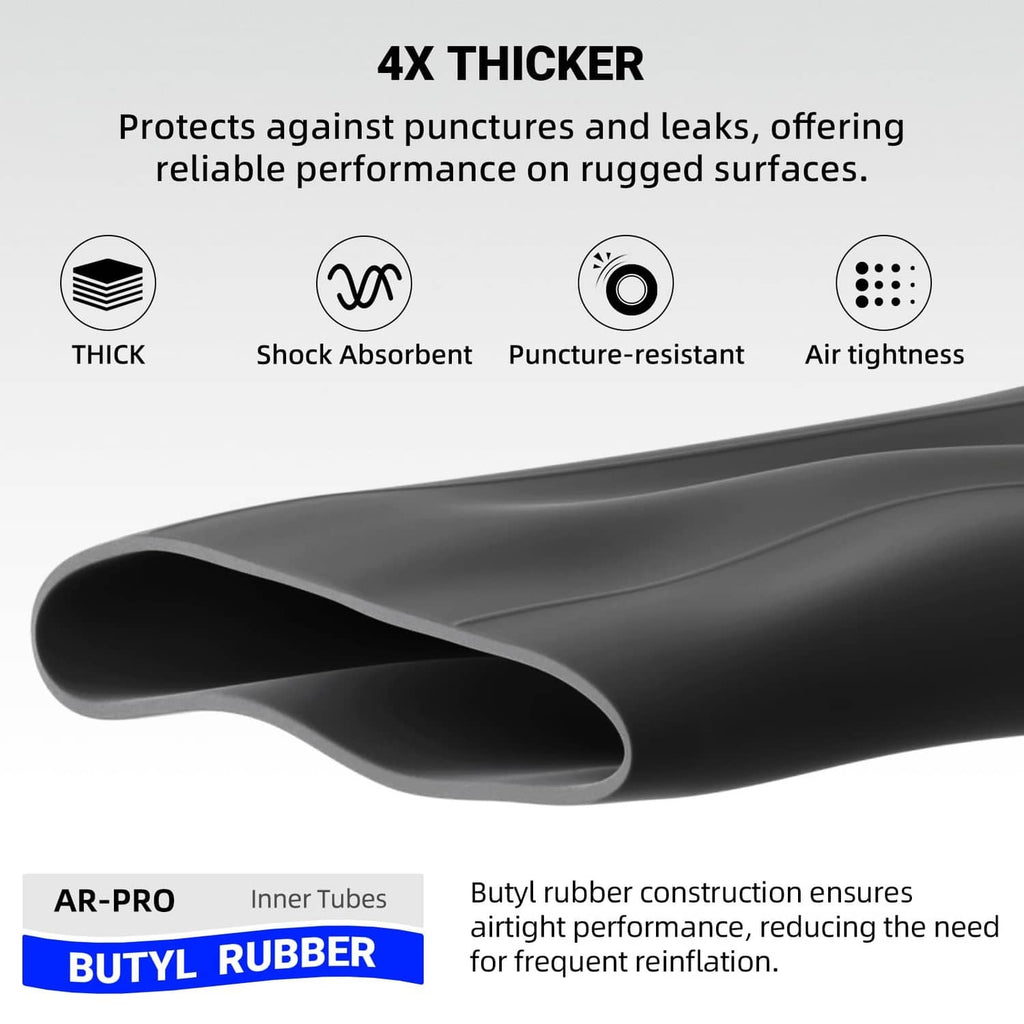 Thick-walled black inner tube with angled profile for 13x6.50-6 tires