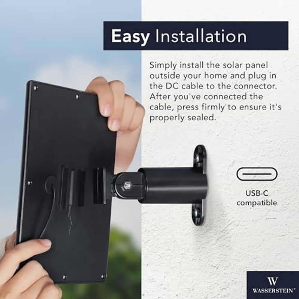 Solar panel mounting plate with wall bracket and included installation cable