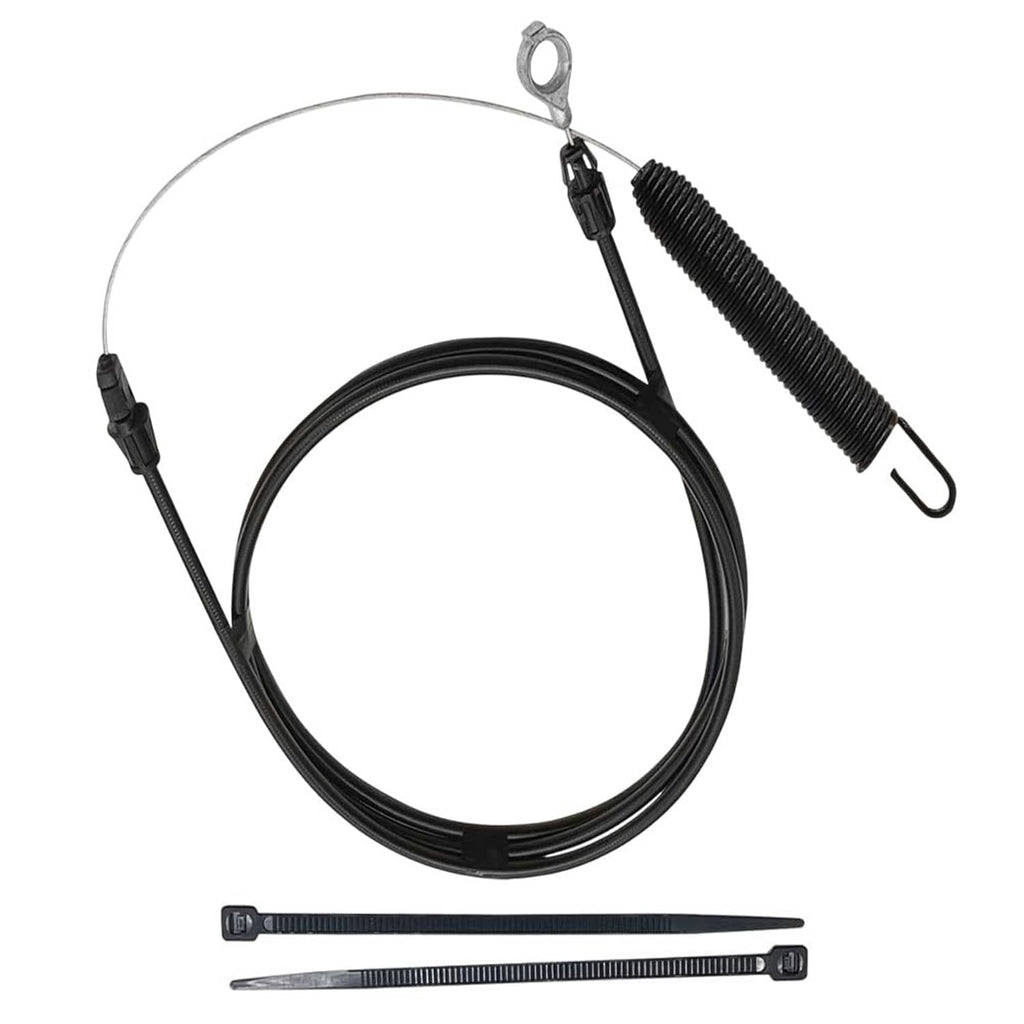 Deck engagement cable set with black housing, coiled spring and loop eyelets