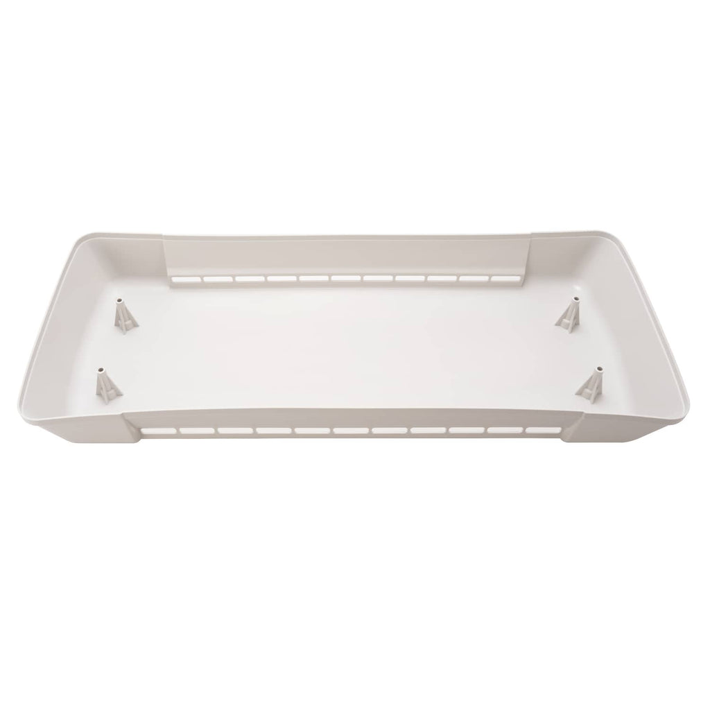 White refrigerator vent cover inner tray with mounting brackets and vent opening