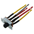 6-pin ceiling fan directional slide switch with bundled yellow, black, and red wires