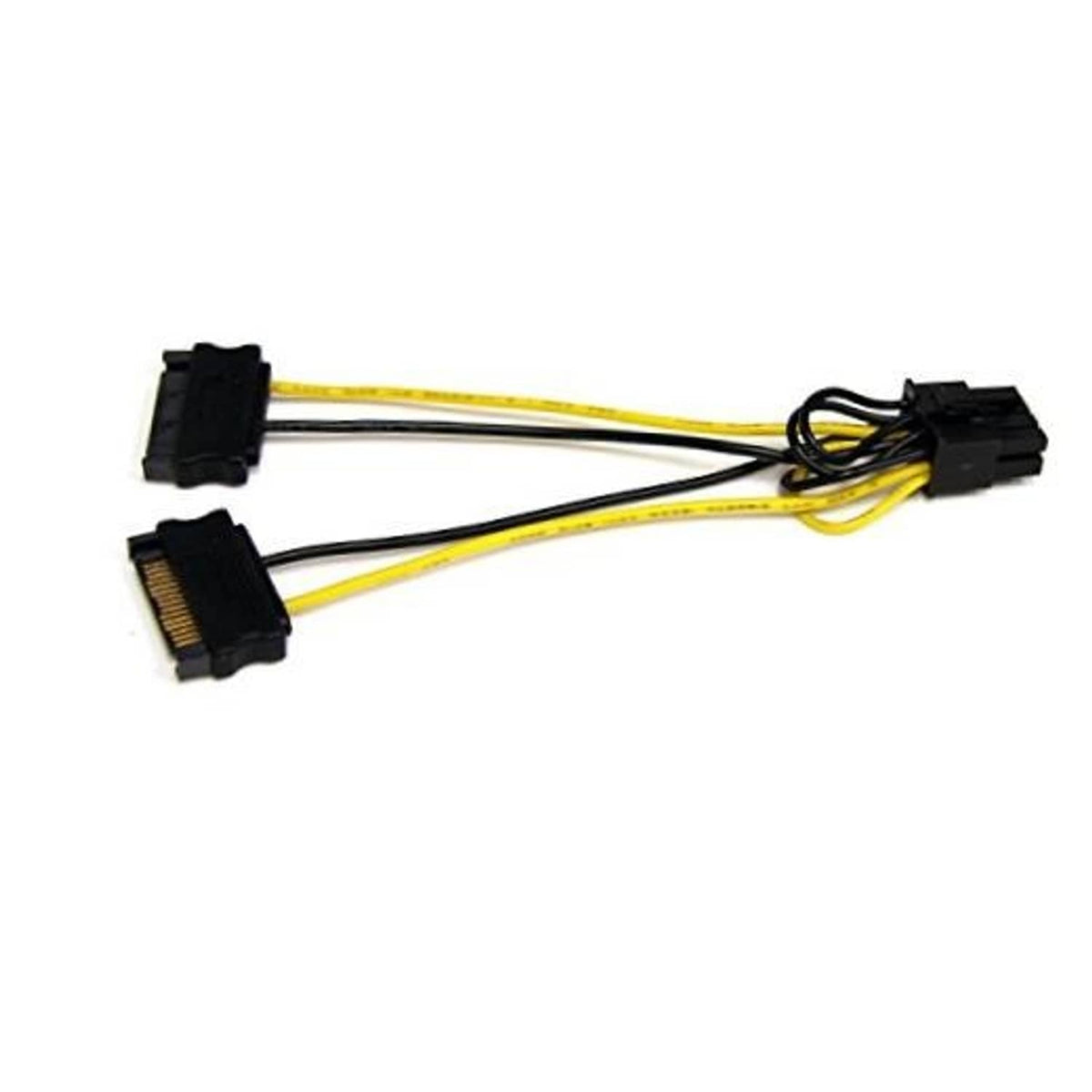 6in SATA to 8-pin PCIe power cable adapter with dual black connectors