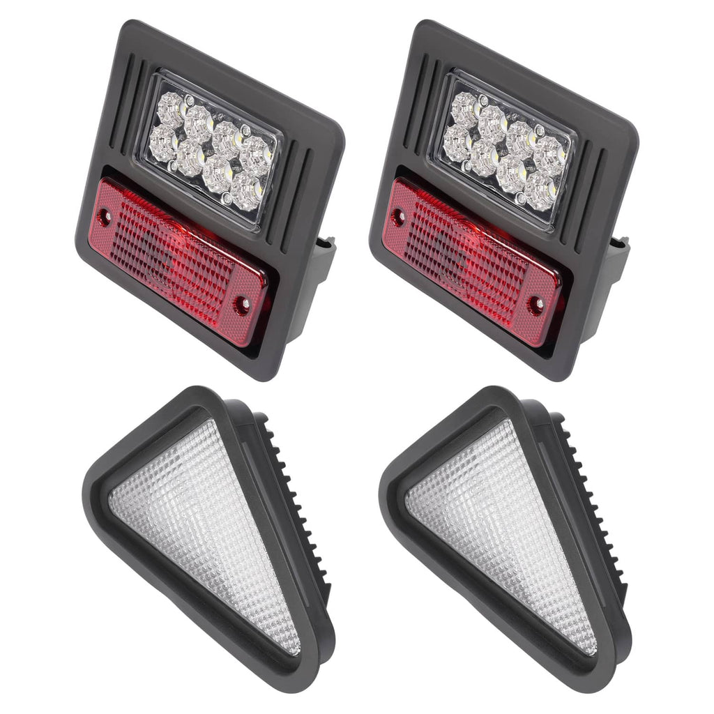 LED light kit with two rectangular red-and-clear modules plus two clear rectangular reflector lights