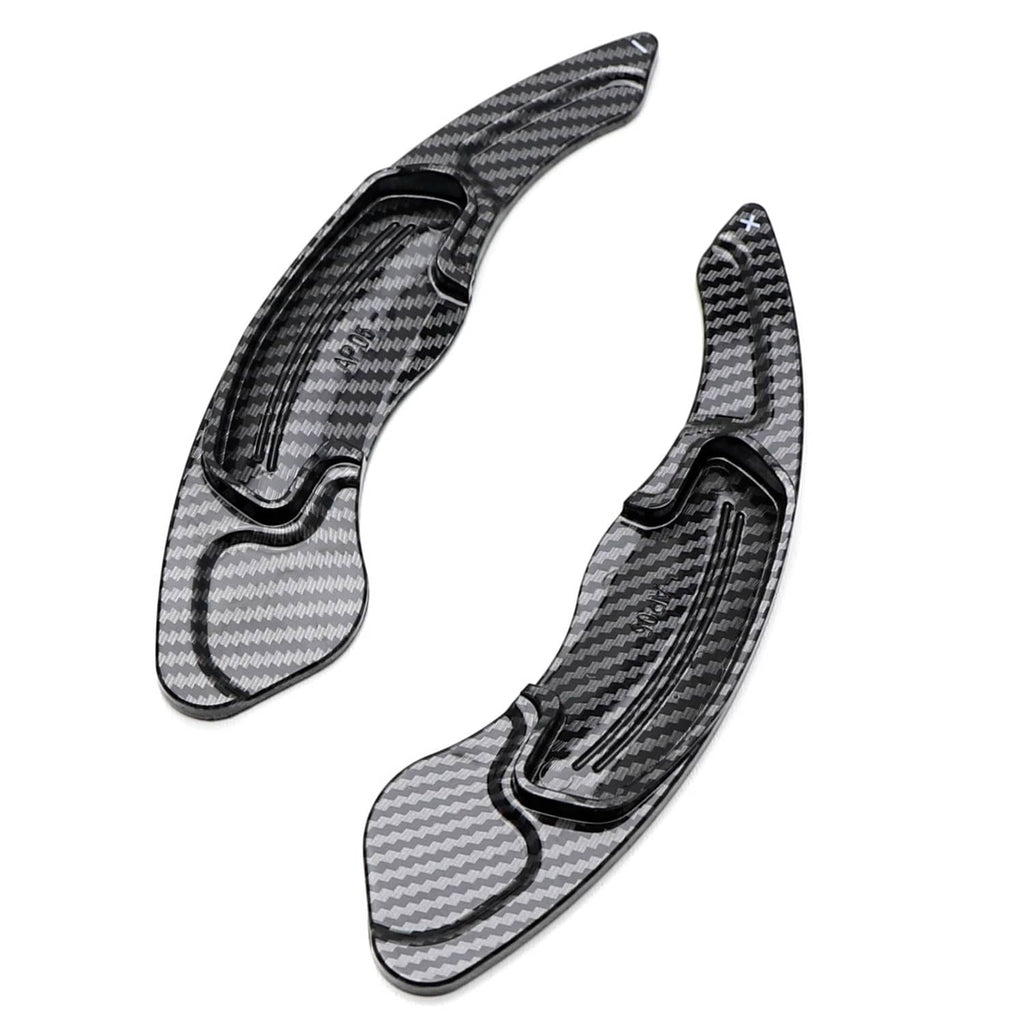 Carbon-fiber pattern paddle shift covers for steering wheel, glossy black finish