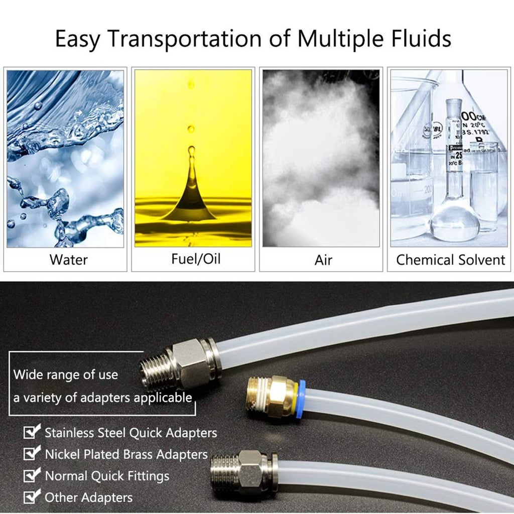 Pneumatic tube with metal quick adapters and hose fittings for multi-fluid use
