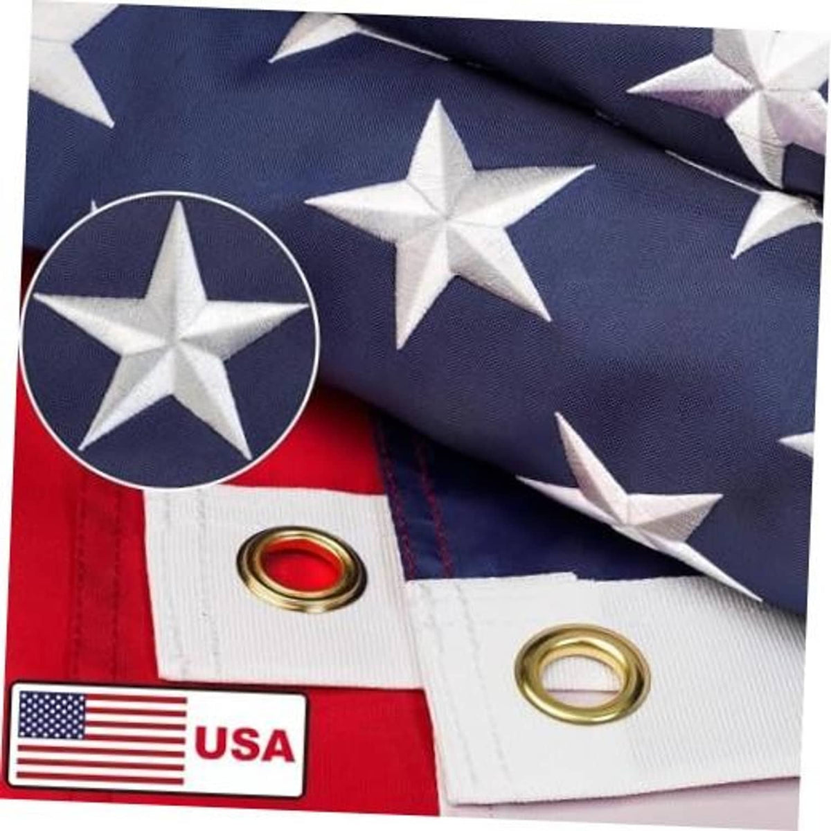 American flag polyester banner with blue field, white stars, red and white stripes