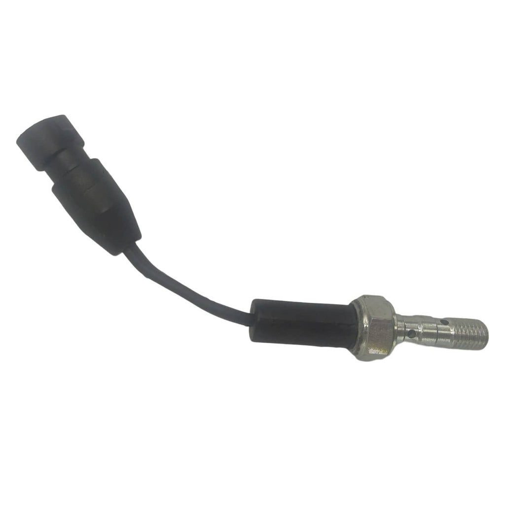 Brake pressure switch cable assembly with black boots and silver threaded fitting