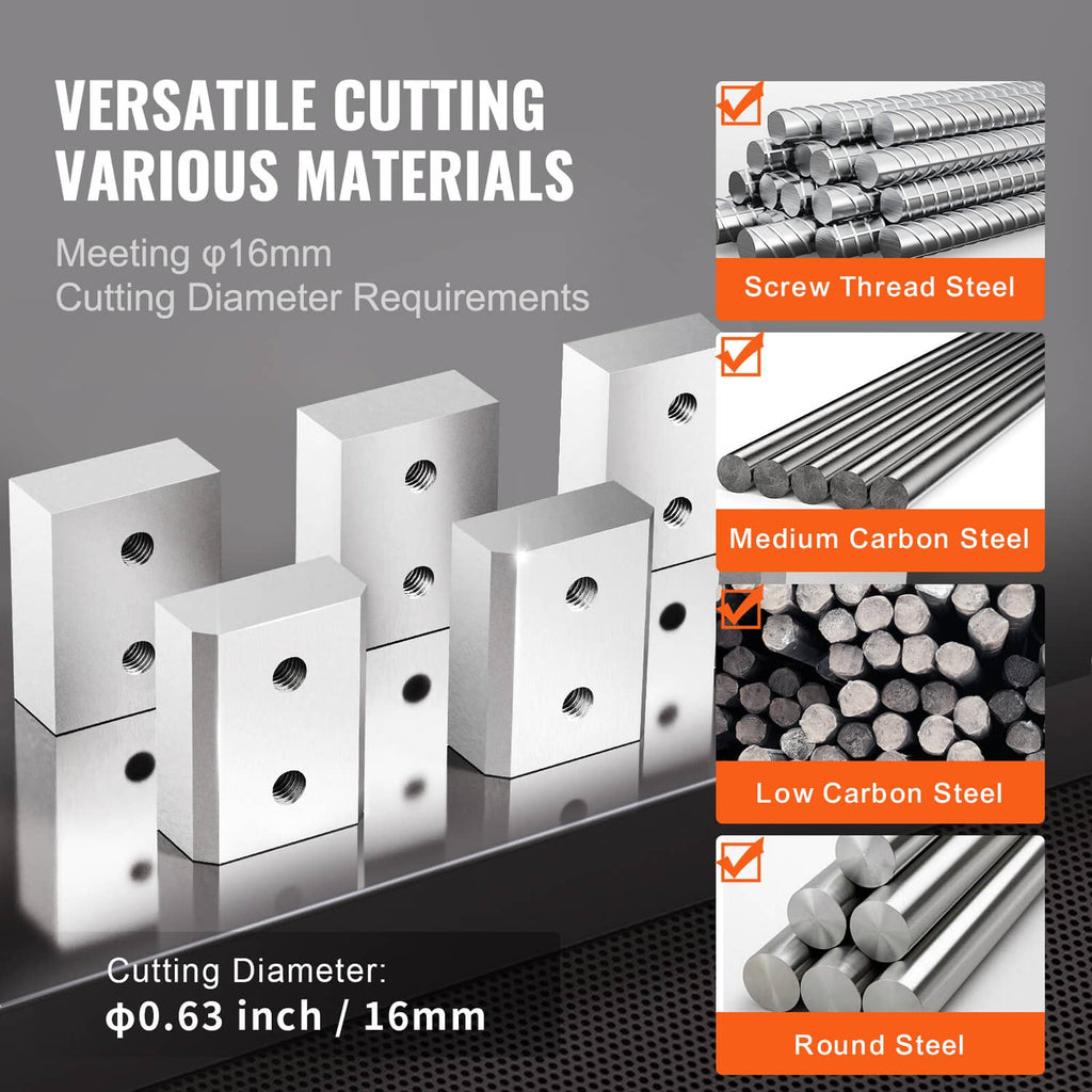 Steel rebar cutter jaw blades, rectangular blocks with threaded holes