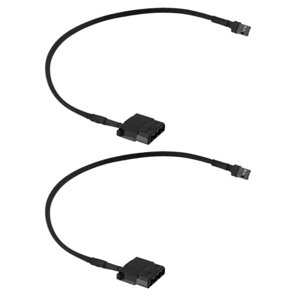 Fan header to Molex power adapter cables, two-pack with black end connectors