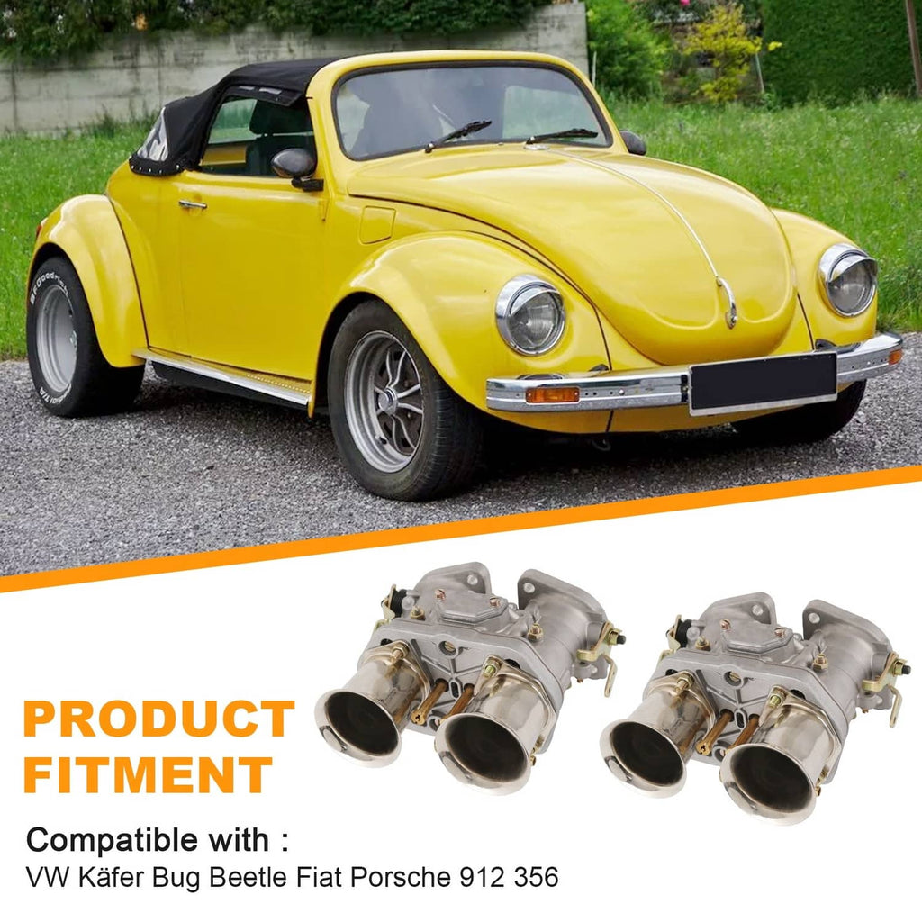 Pair of dual-barrel carburetors with round intake throats and mounting hardware
