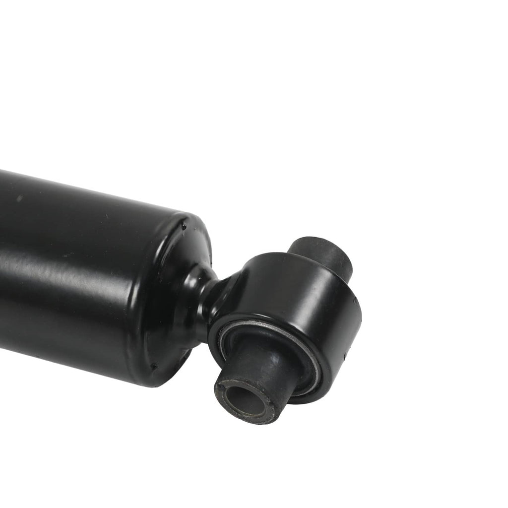 Black coilover strut with round bushing and spacer base plate