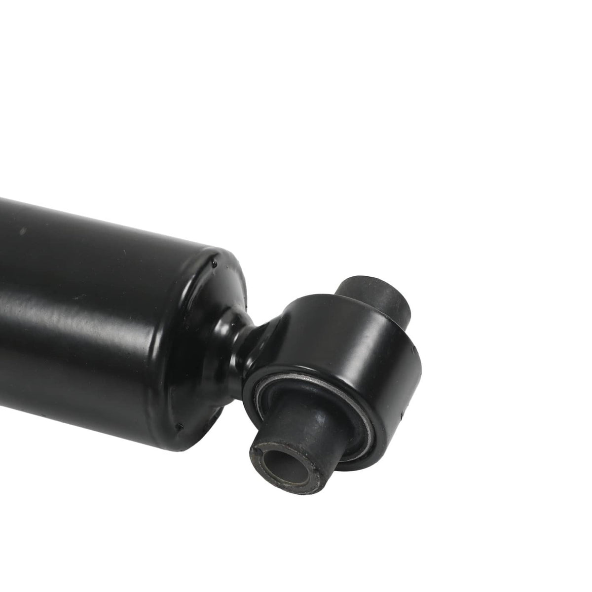 Black coilover strut with round bushing and spacer base plate