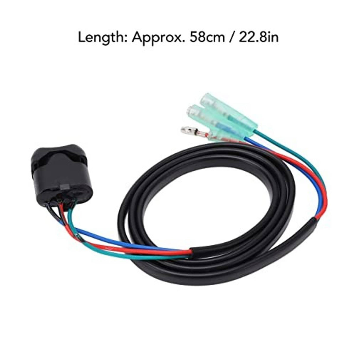 Trim/tilt remote control cable, black coiled wires with turquoise terminal tips