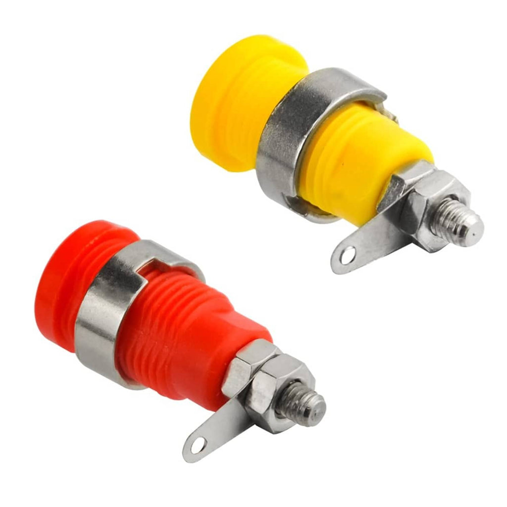 Red and yellow 4mm banana socket binding post female plugs with metal terminals