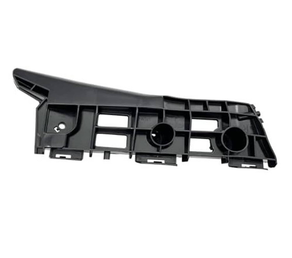 Black right/passenger bumper bracket with grille-like slots and two round cutouts