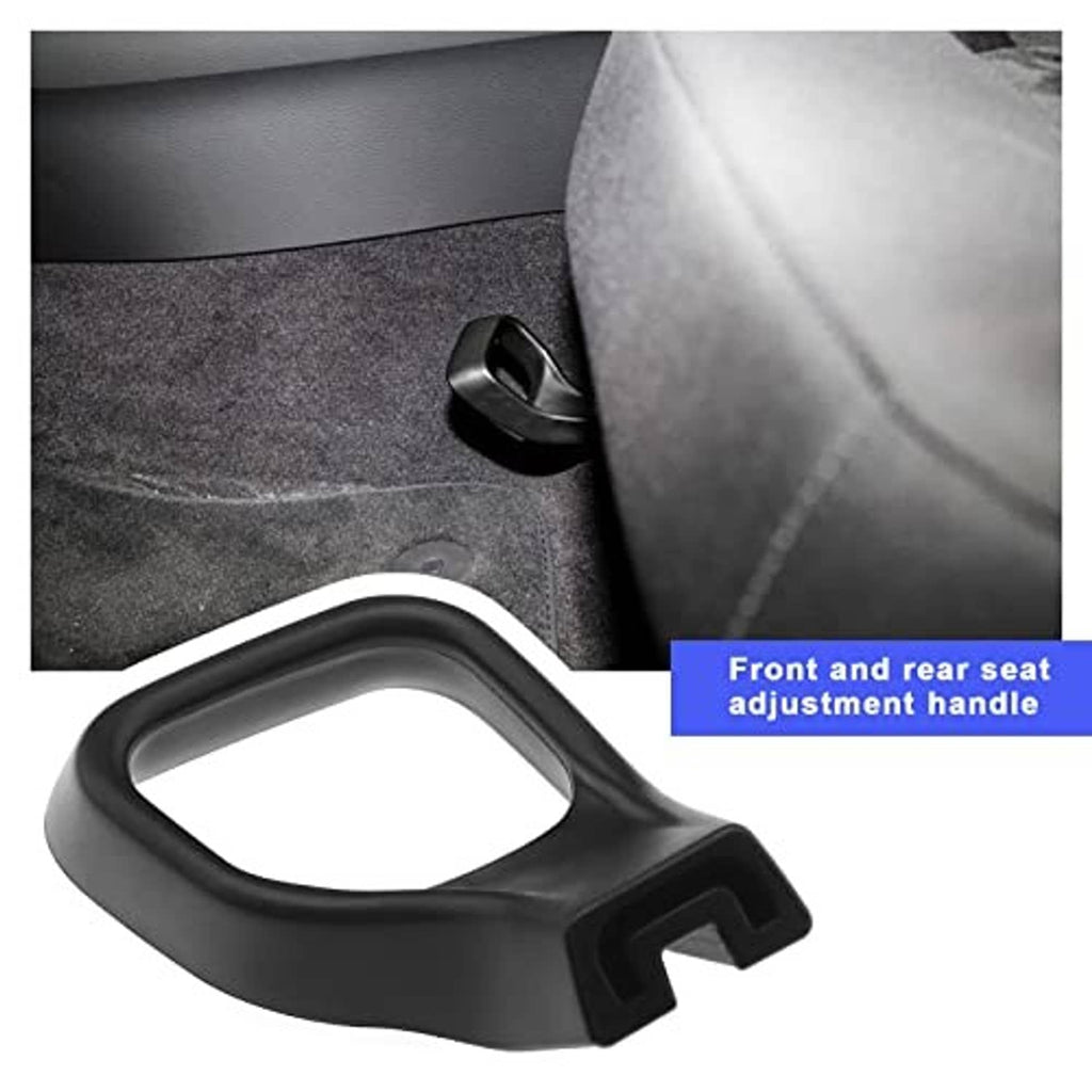 Seat adjustment handle lever for seats, black plastic, curved grip with latch