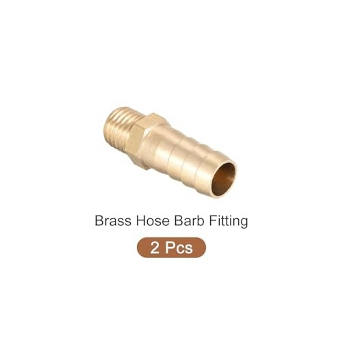 Brass hose barb fitting, 2 pcs, single barbed end with male threads
