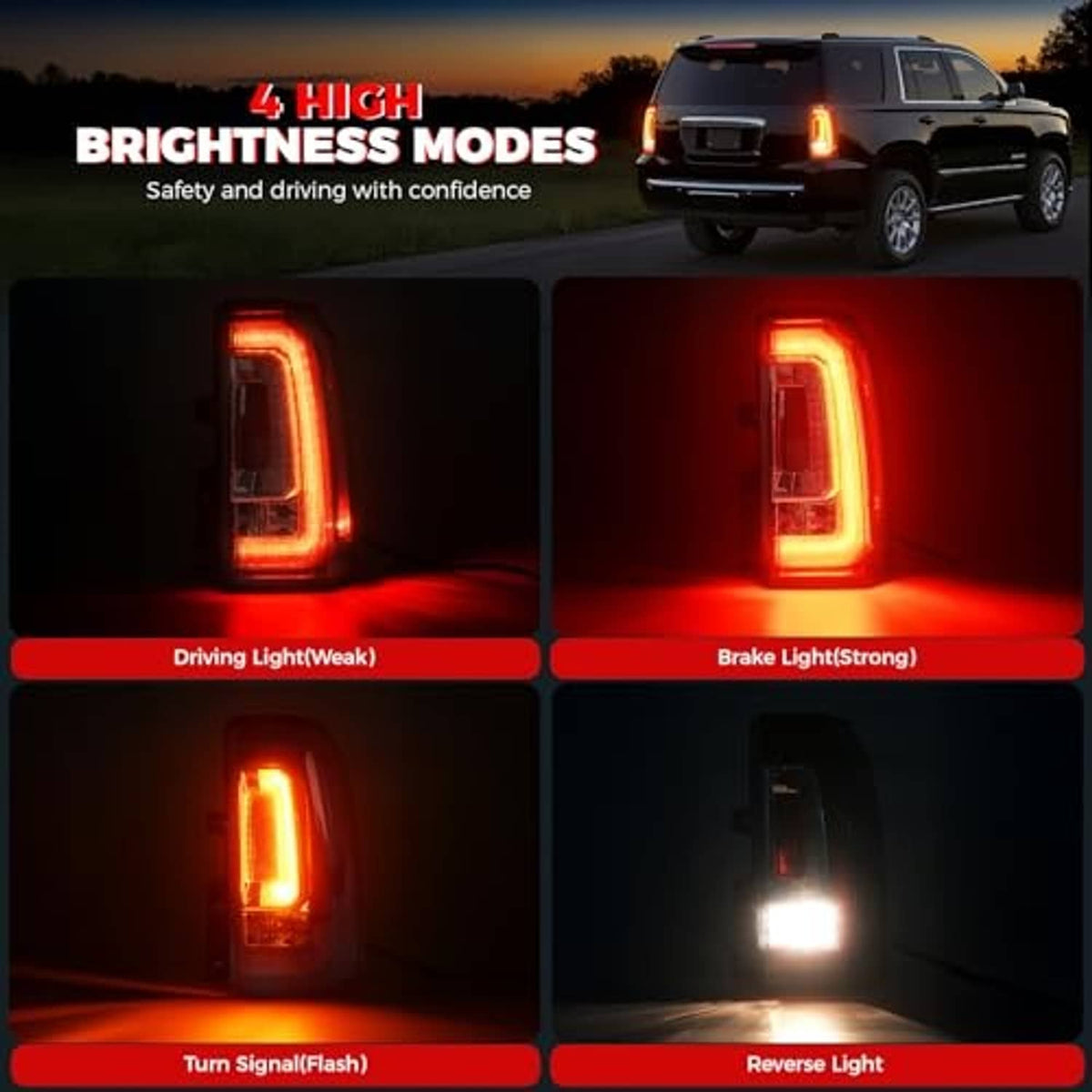 Right LED tail light assembly, red tail and amber turn signal illumination