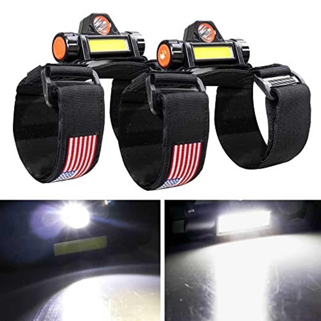 UTV roll bar dome lights set with black straps and orange-ring lenses, bright white LED